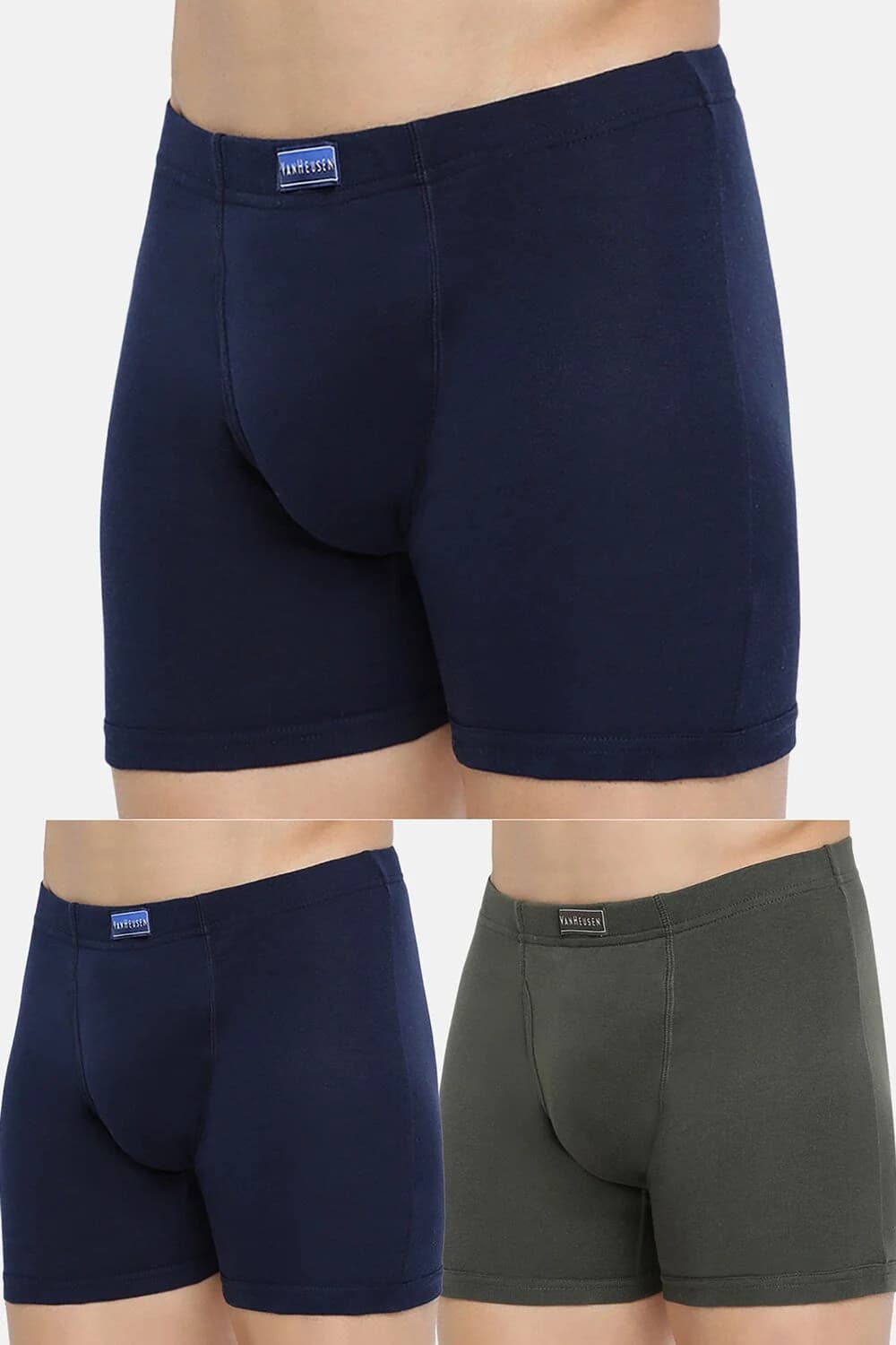 Men's Multicolor Boxer Briefs - 100% Cotton Anti Bacterial, Moisture Wicking - Pack of 3