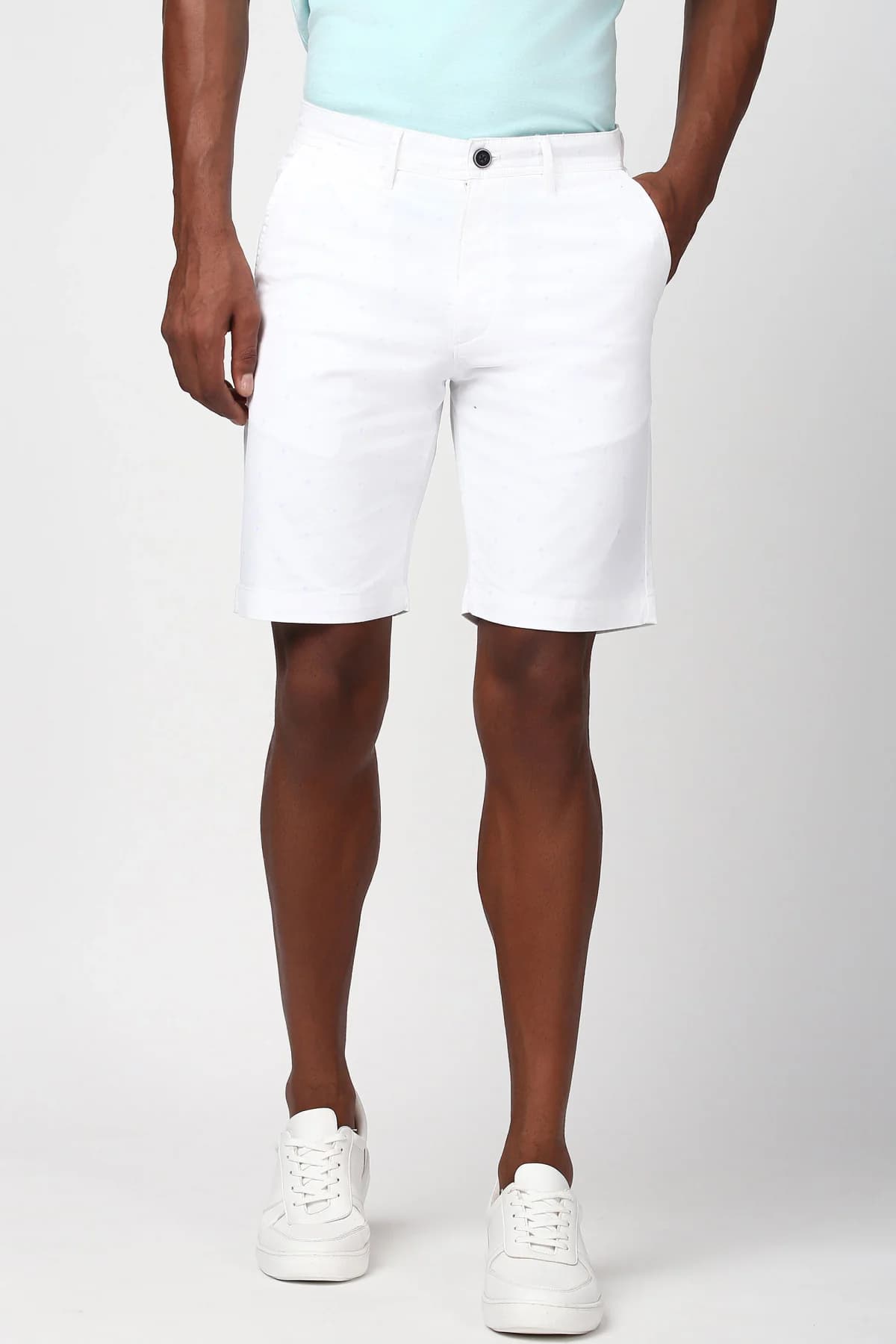 Men's White Casual Printed Regular Fit Short