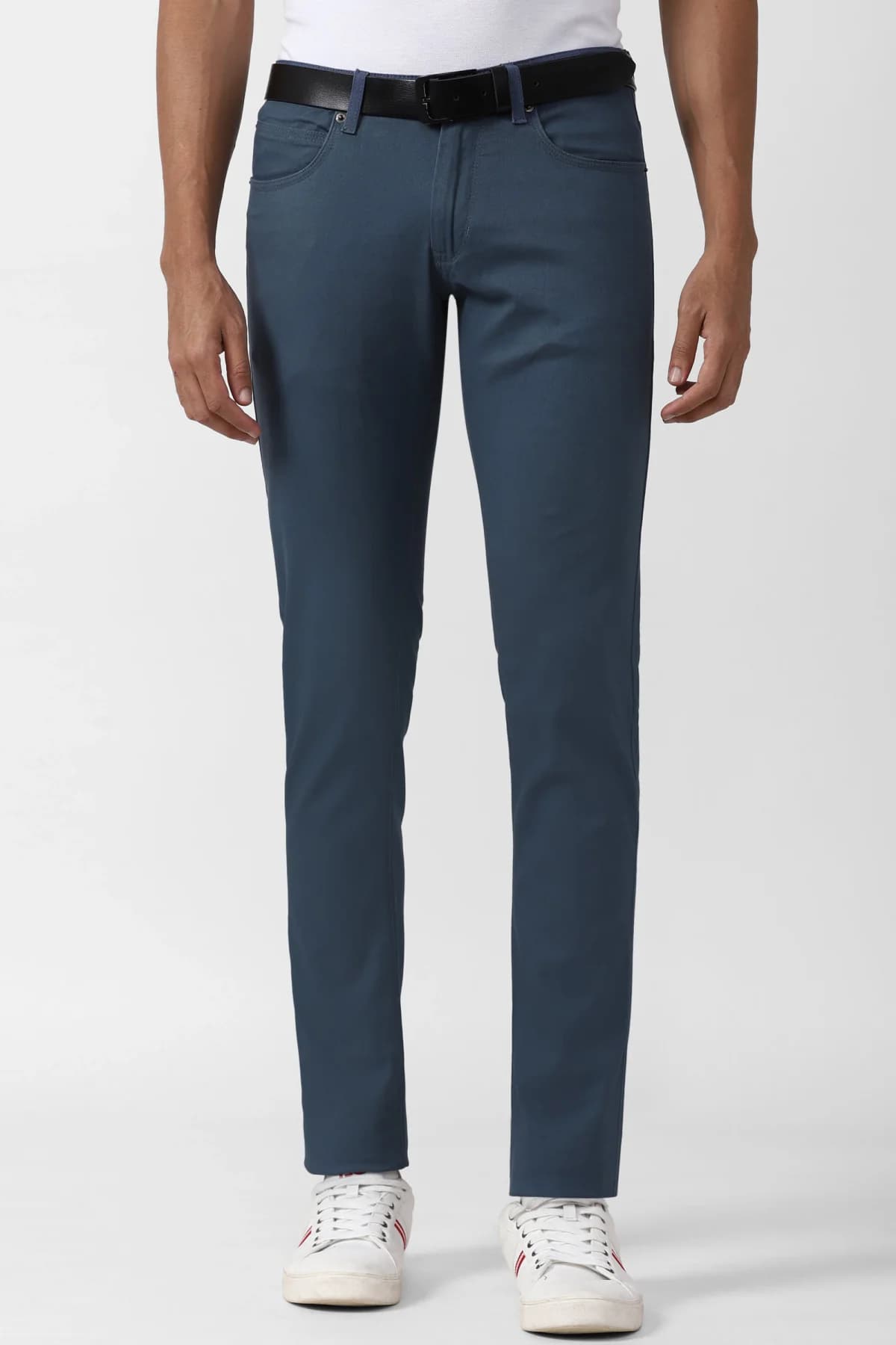 Men's Blue Casual Solid Skinny Fit Trouser