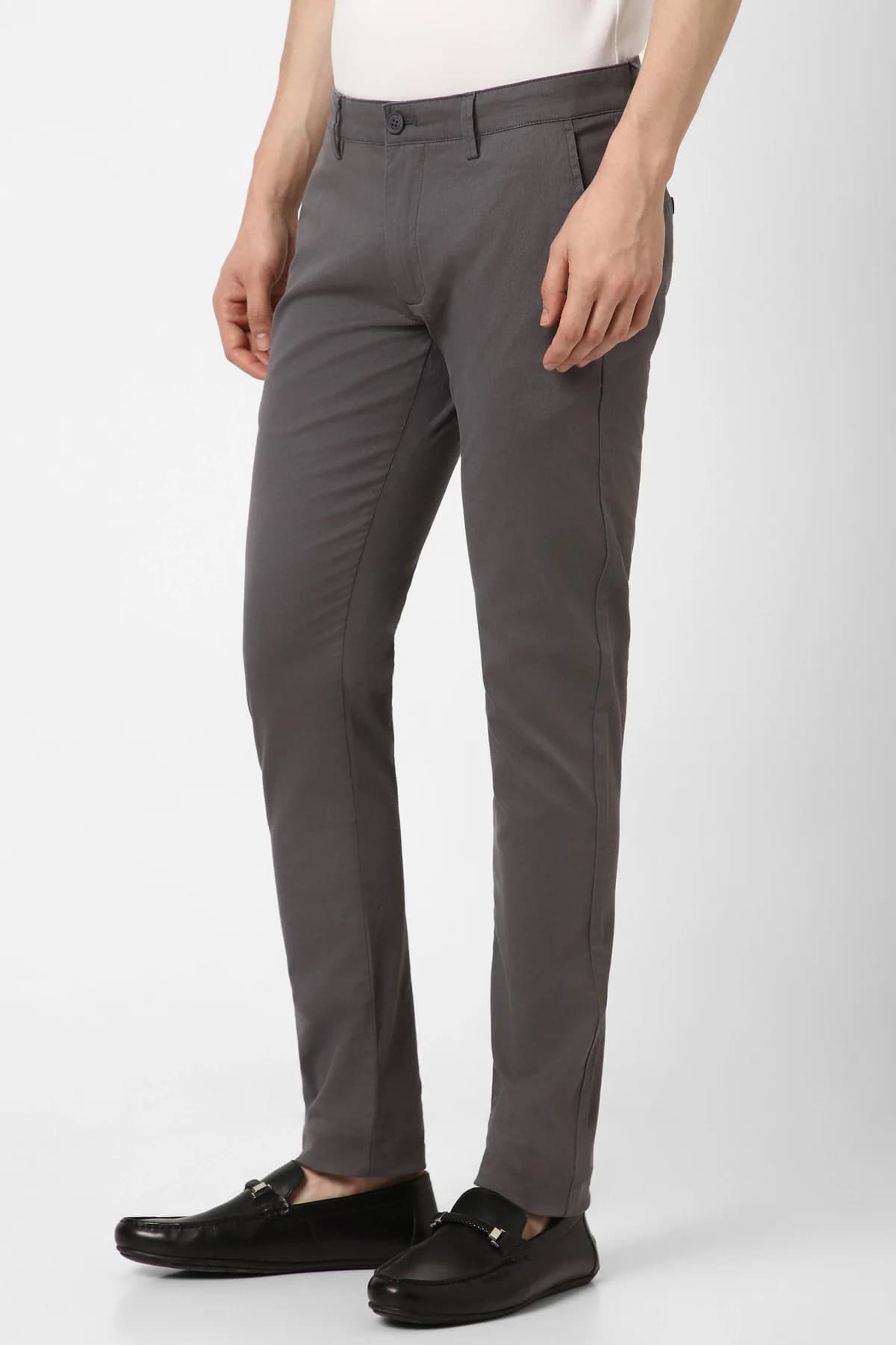 Men's Grey Casual Solid Skinny Fit Trouser