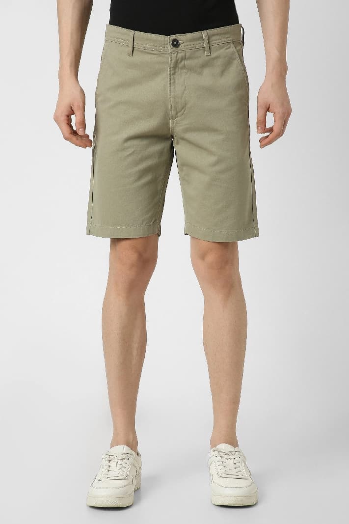 Men's Green Casual Solid Regular Fit Short