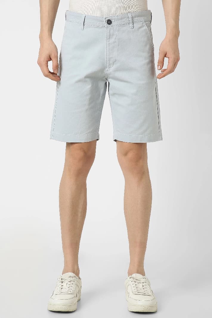 Men's Blue Casual Solid Regular Fit Short