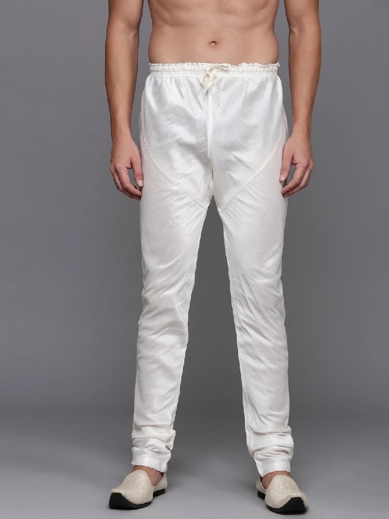 Men's Cream Festive Solid Regular Fit Pyjama