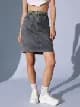 Women's Grey Casual Solid Slim Fit Skirt