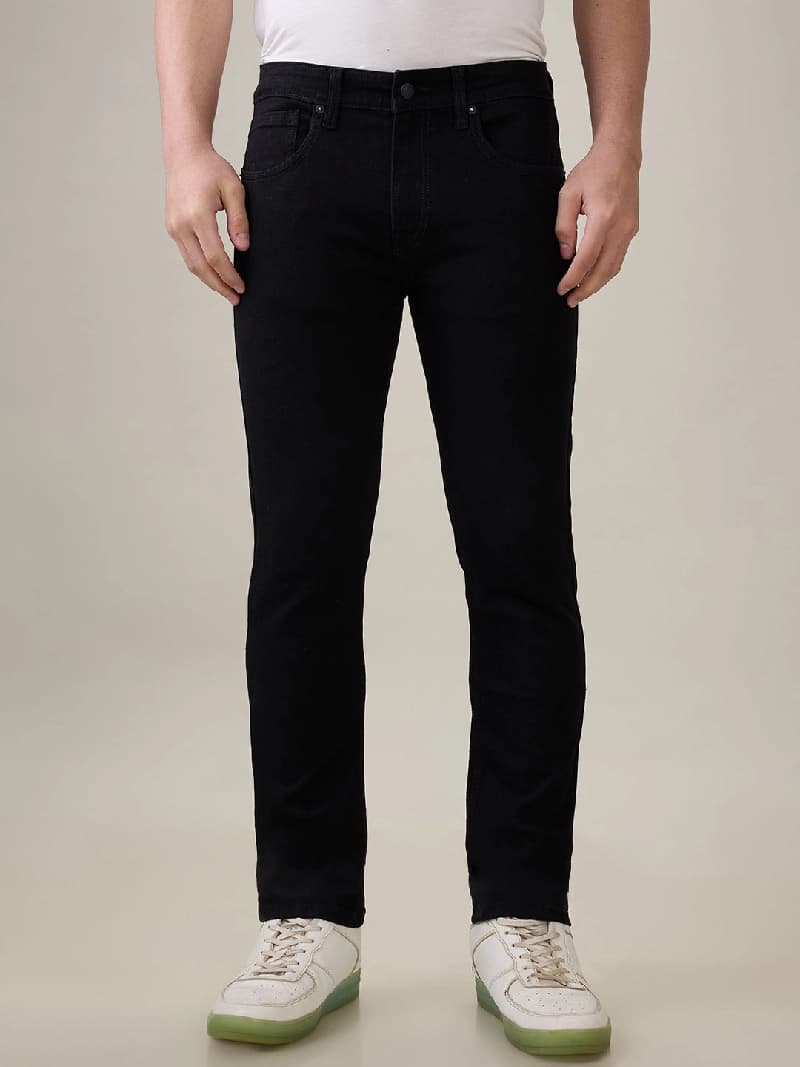 Men's Black Casual Straight Fit Jeans