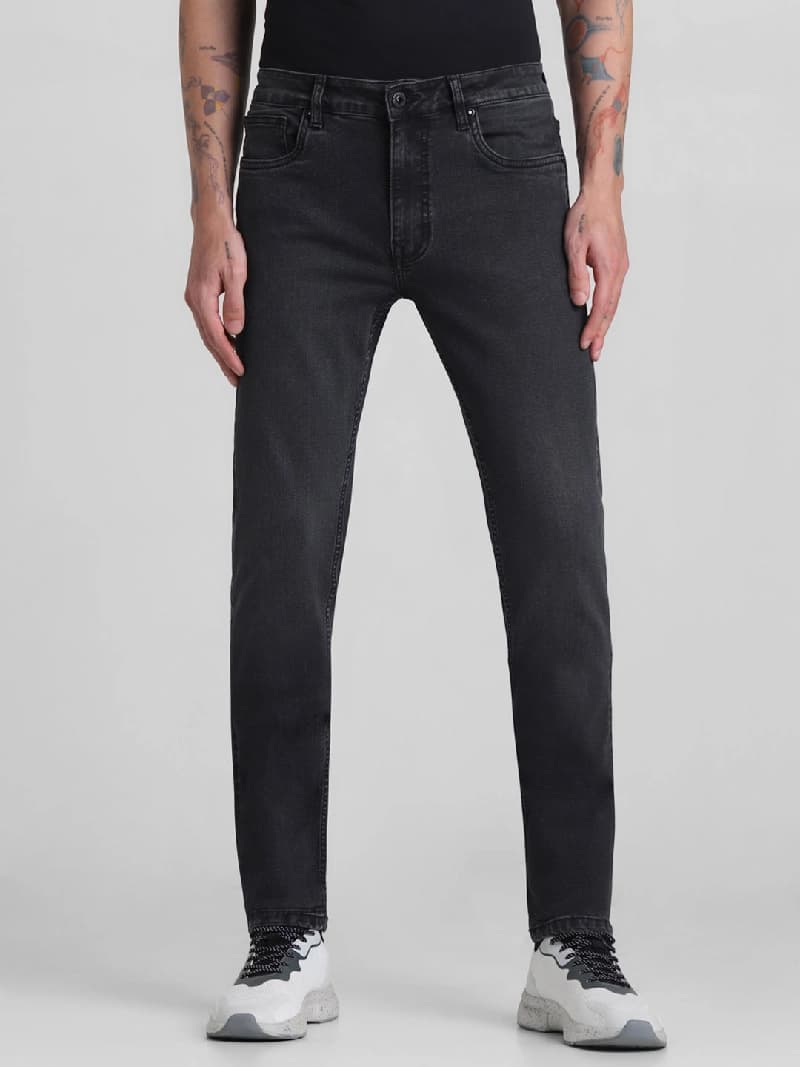 Men's Black Casual Solid Skinny Fit Jeans