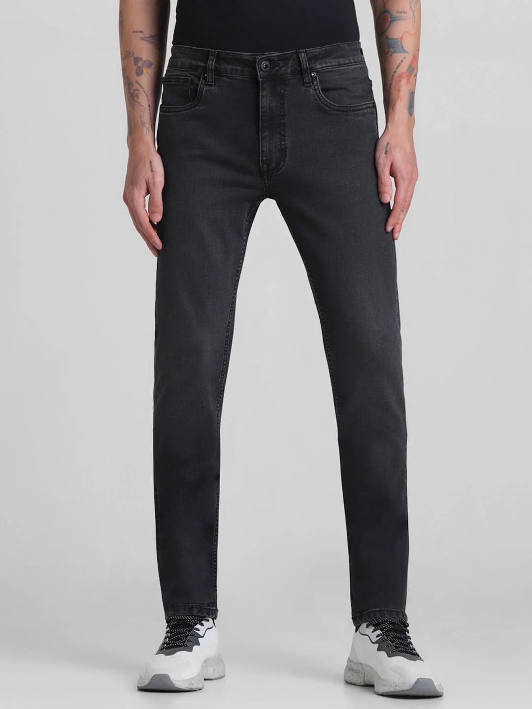 Men's Black Casual Solid Skinny Fit Jeans
