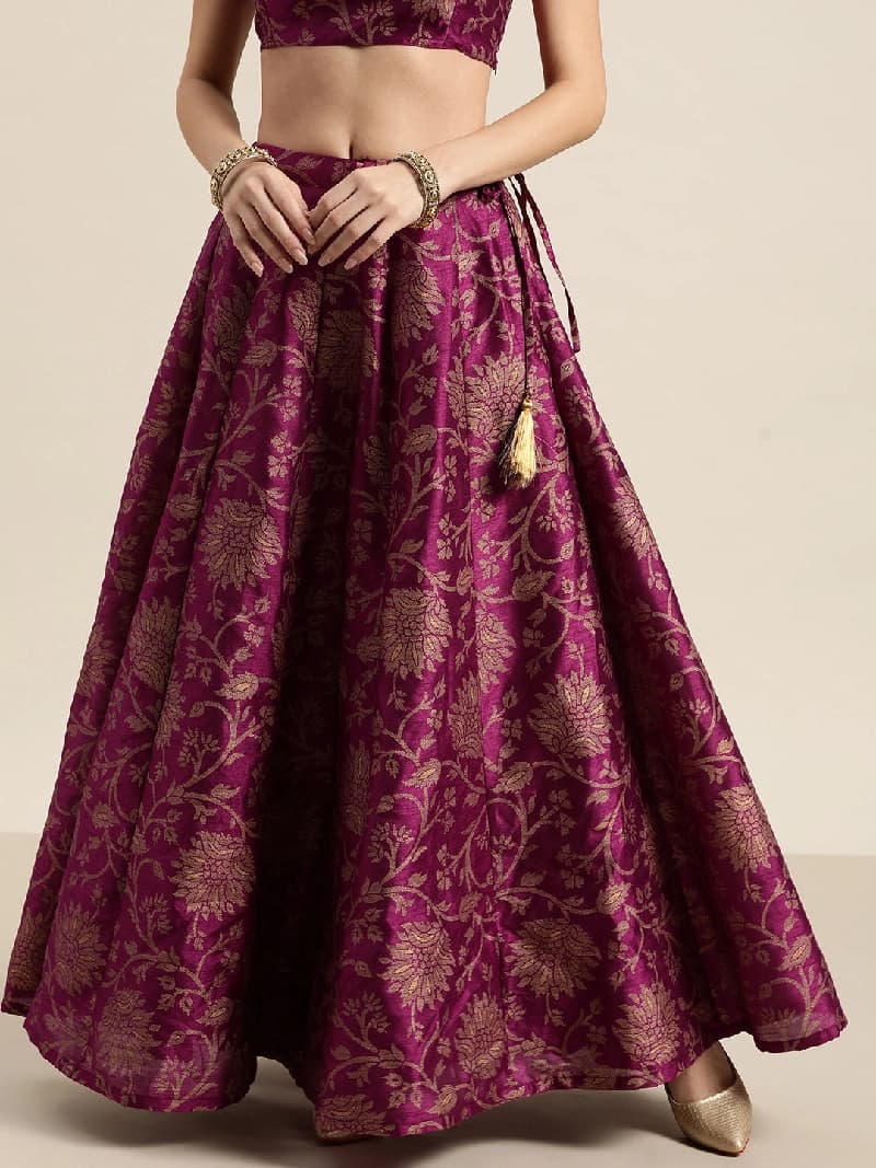 Women's Purple Festive Fit & Flared Skirt