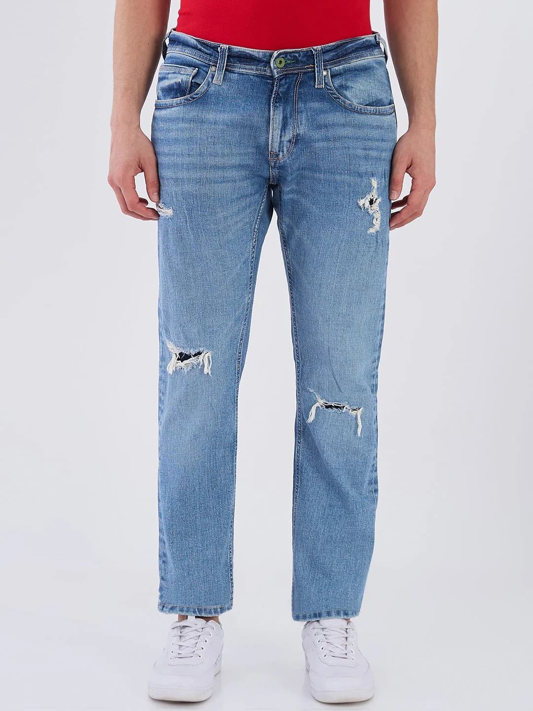 Men's Blue Casual Solid Slim Fit Jeans
