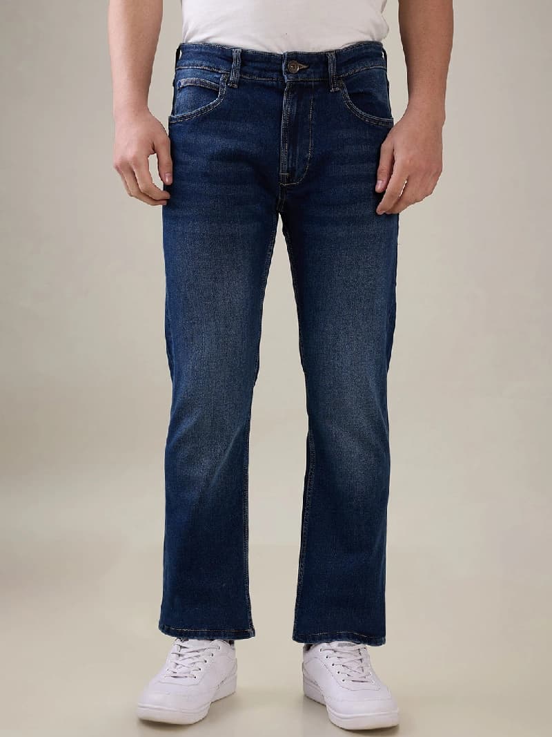 Men's Blue Casual Solid Straight Fit Jeans