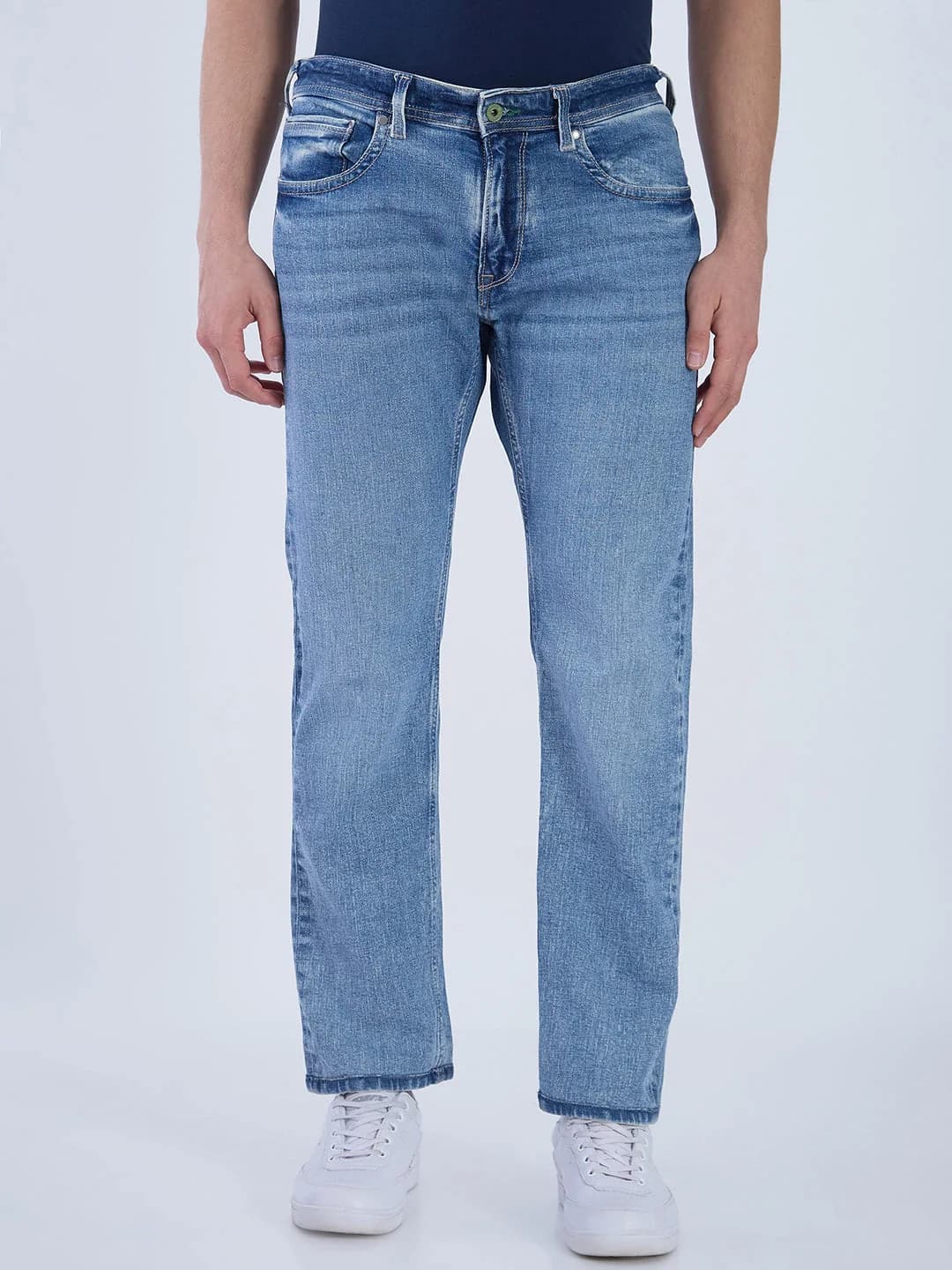 Men's Blue Casual Solid Slim Fit Jeans