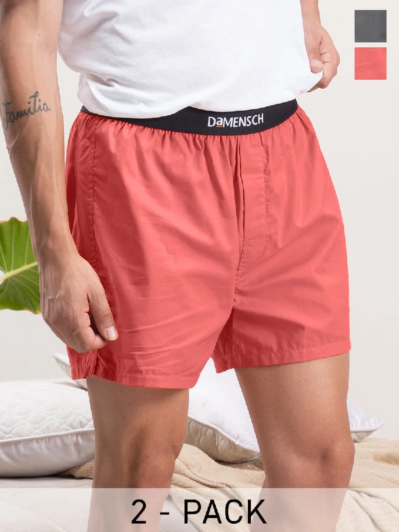 Men's Multicolor Casual Solid Ultra-Light Cotton Regular Fit Boxer - Pack of 2