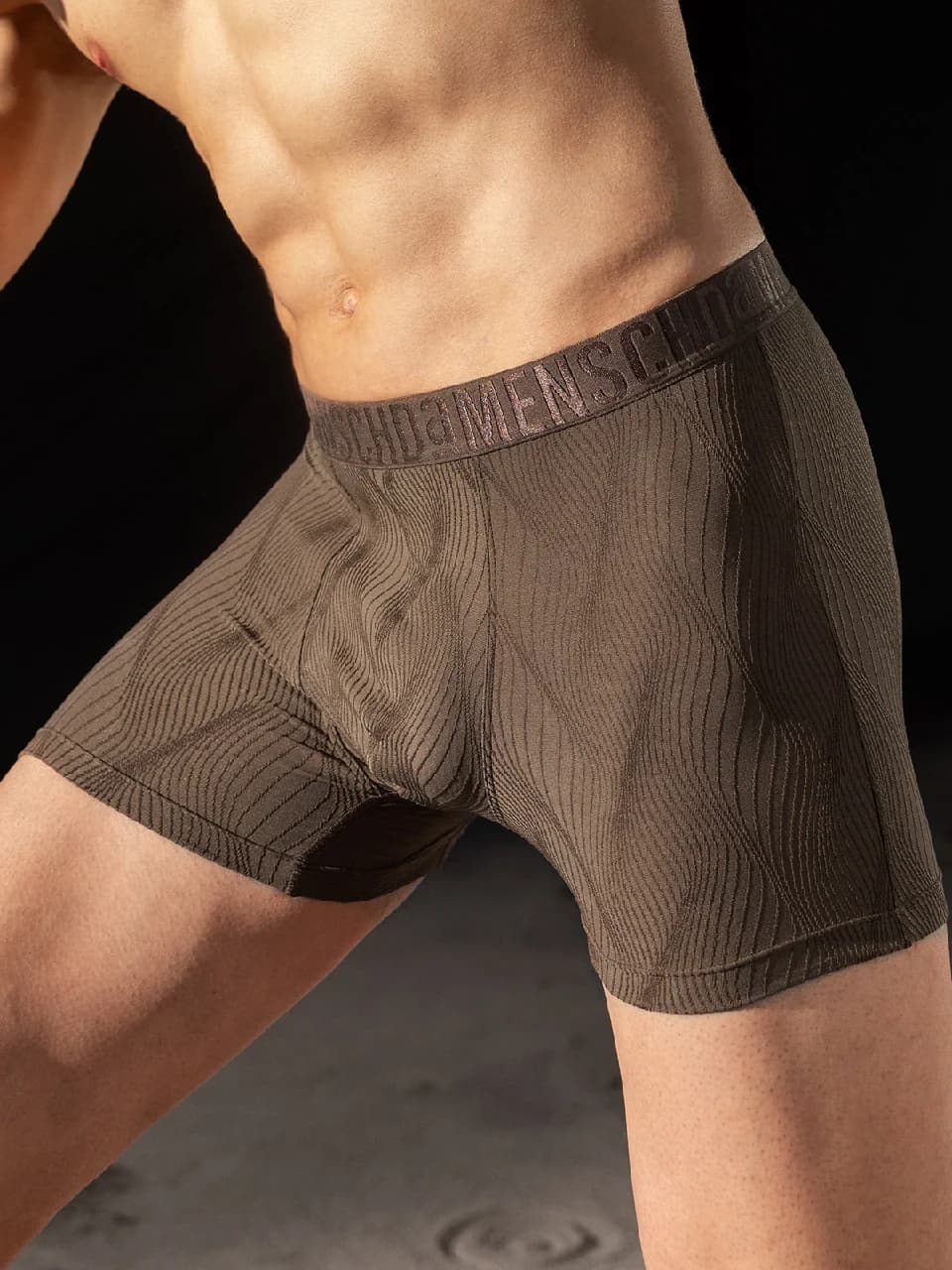 Men's Brown Casual lightweight jacquard textured Trunks