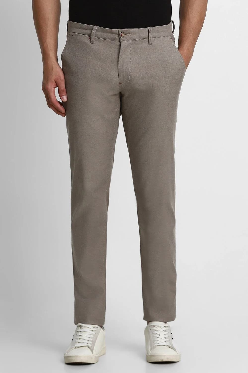 Men's Brown Casual Solid Slim Fit Trouser