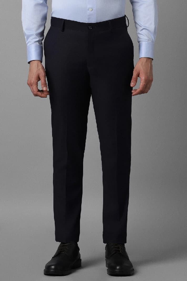 Men's Navy Formal Solid Slim Fit Trouser