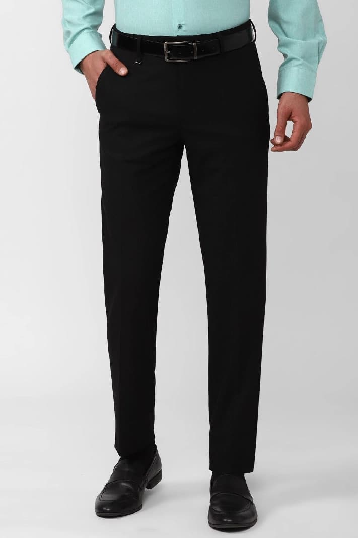 Men's Black Formal Solid Slim Fit Trouser