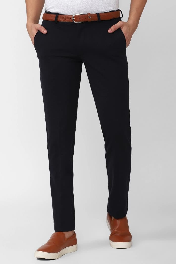 Men's Black Casual Solid Slim Fit Trouser