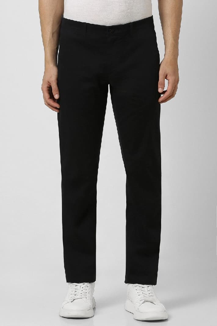 Men's Black Casual Solid Slim Fit Trouser