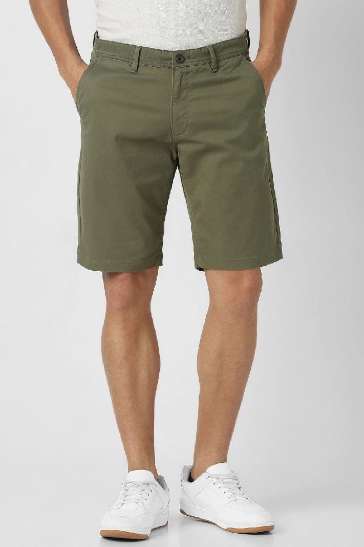 Men's Green Casual Solid Regular Fit Short