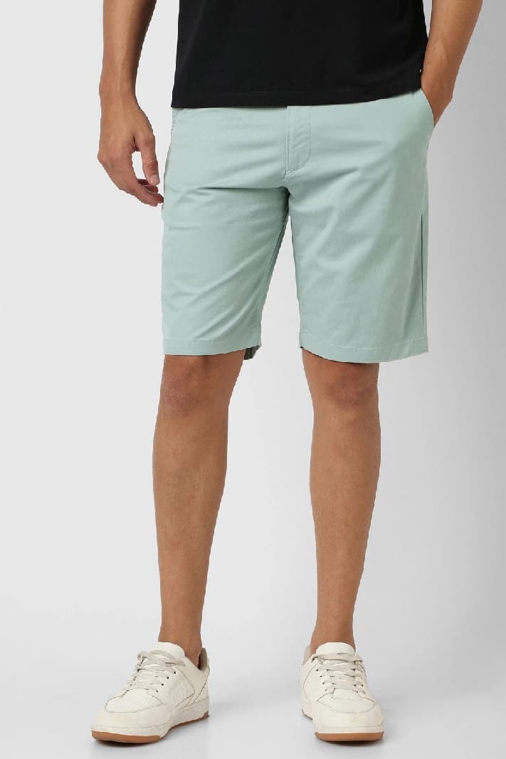 Men's Green Casual Solid Regular Fit Short