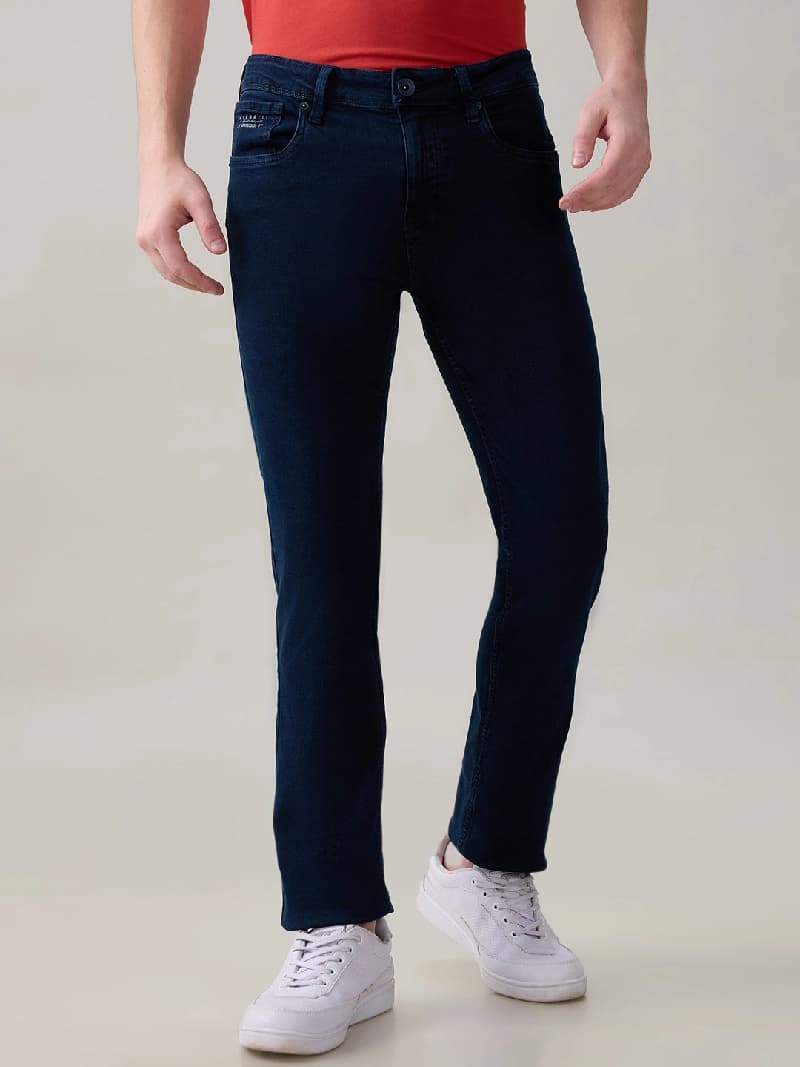 Men's Blue Casual Solid Slim Fit Jeans