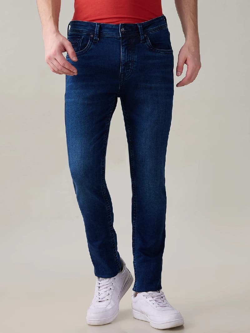 Men's Blue Casual Solid Skinny Fit Jeans