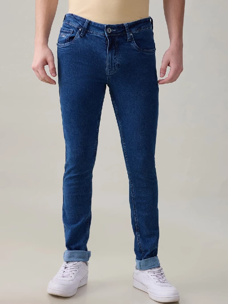 Men's Blue Casual Solid Skinny Fit Jeans