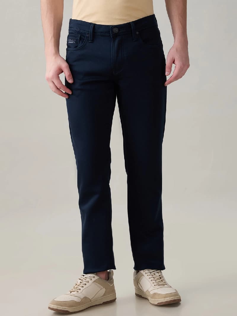 Men's Blue Casual Solid Slim Fit Jeans