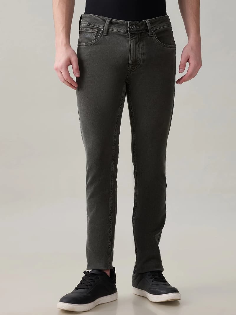 Men's Grey Casual Solid Skinny Fit Jeans