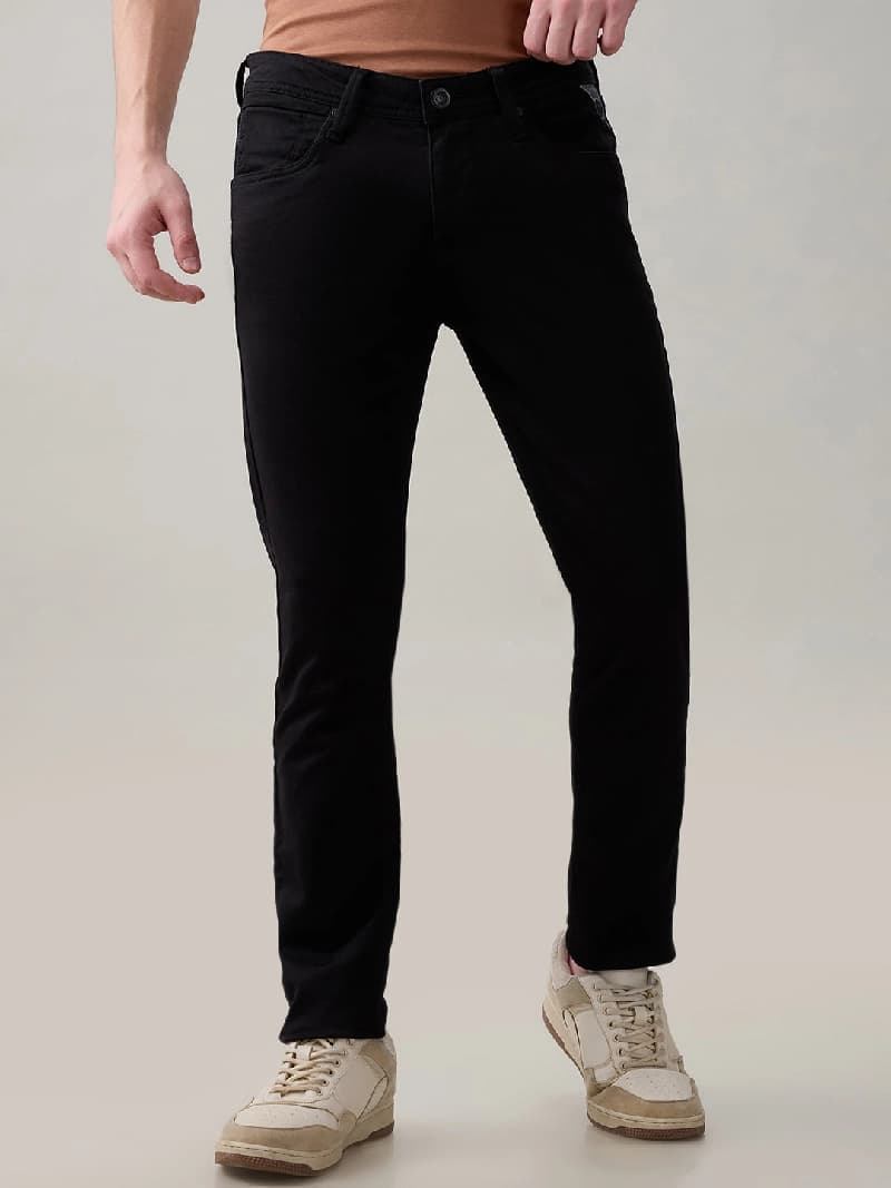 Men's Black Casual Solid Skinny Fit Jeans