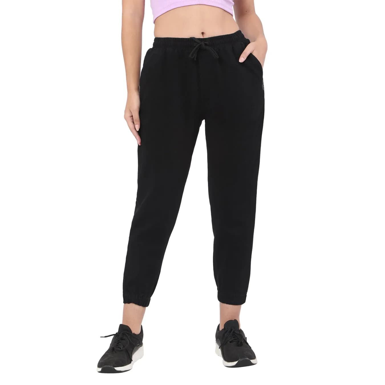 Women's Black Casual Solid Regular Fit Jogger