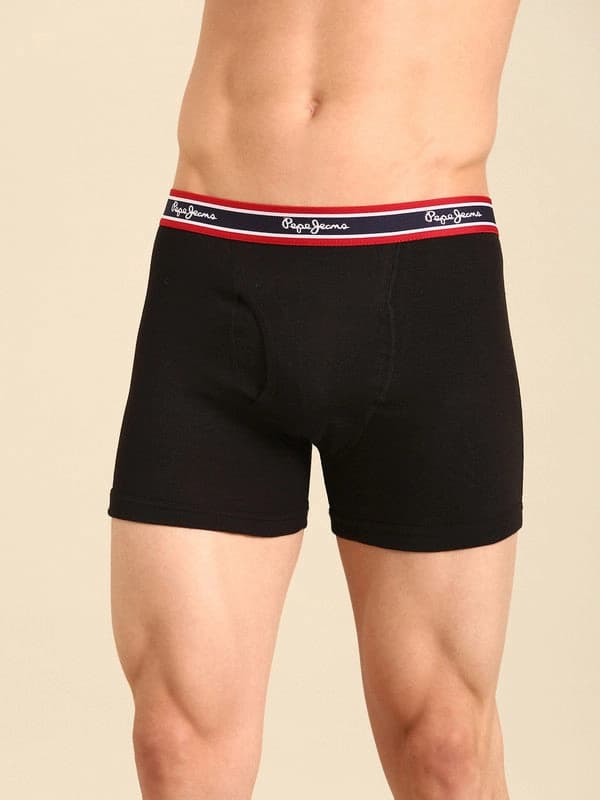 Men's Black Cotton Regular Fit Trunk