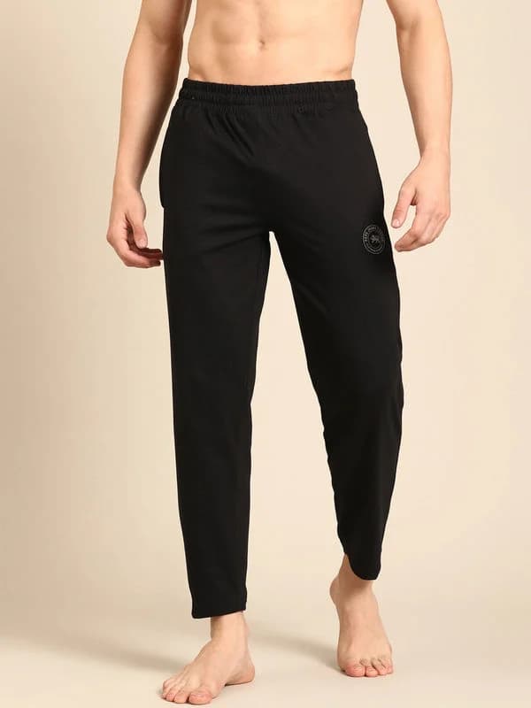 Men's Black Casual Regular Fit Trackpant