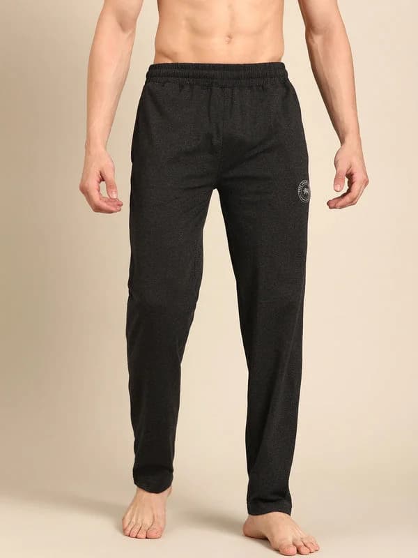 Men's Black Casual Regular Fit Trackpant