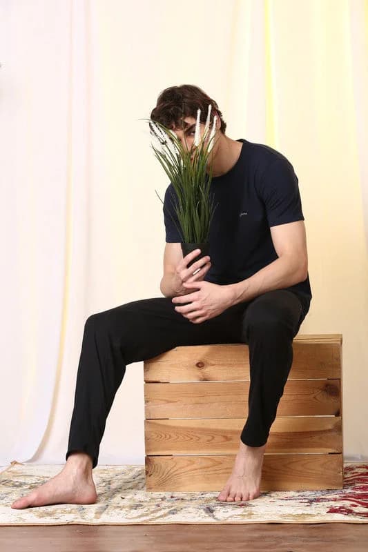 Men's Black Casual Regular Fit Trackpant