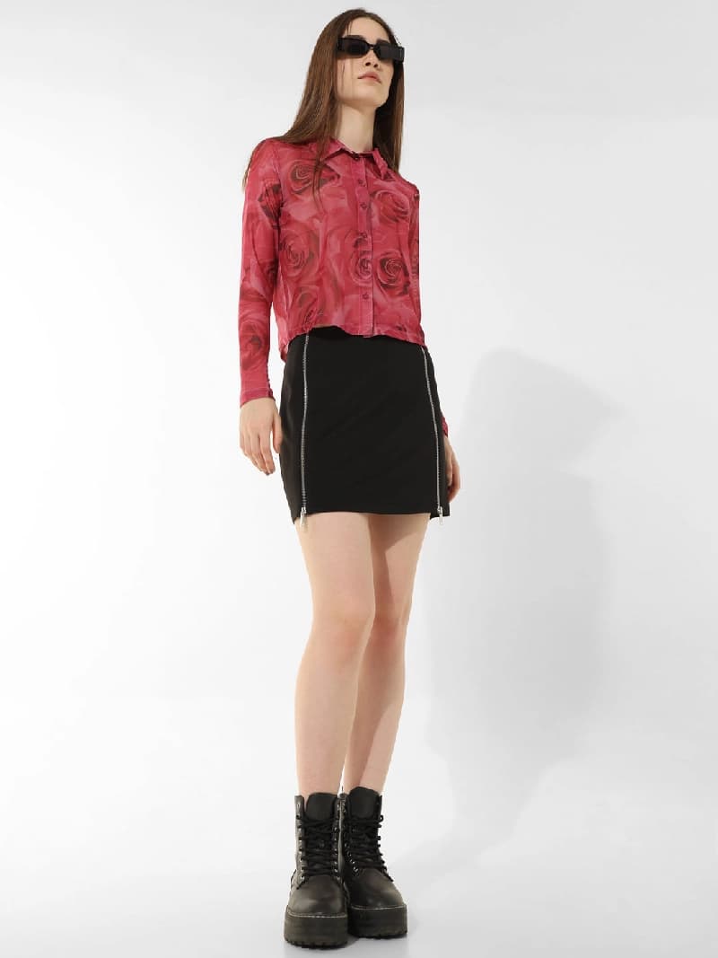 Women's Black Casual Solid Skirt