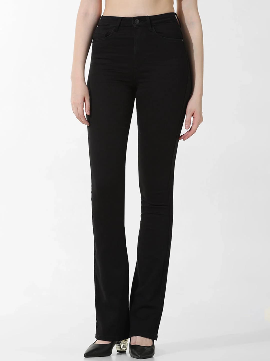Women's Black Casual Solid Bootcut Fit Jeans