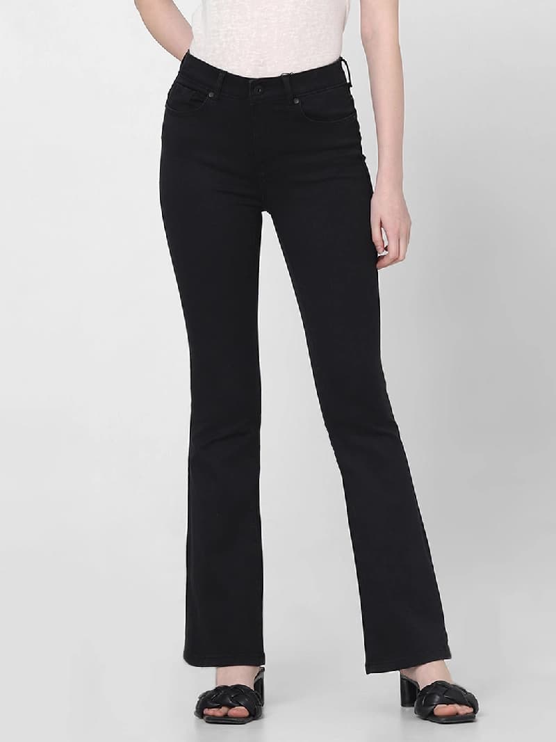 Women's Black Casual Printed Jeans
