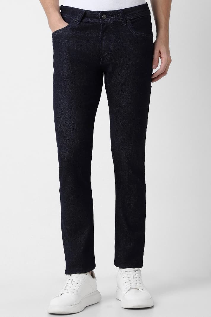 Men's Navy Casual Solid Skinny Fit Jeans