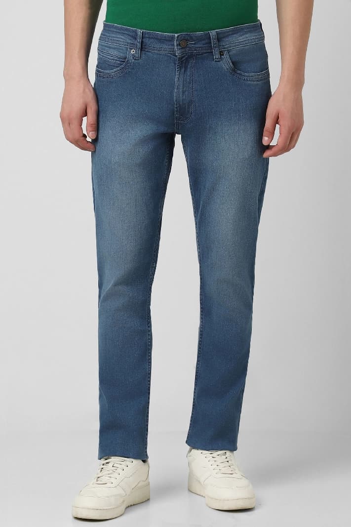 Men's Navy Casual Solid Skinny Fit Jeans