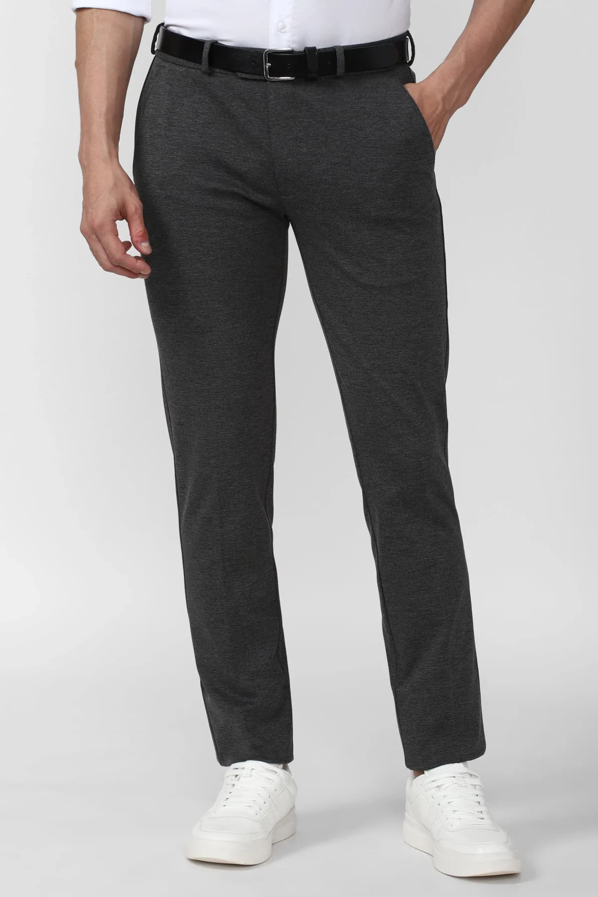 Men's Grey Formal Checked Skinny Fit Trouser