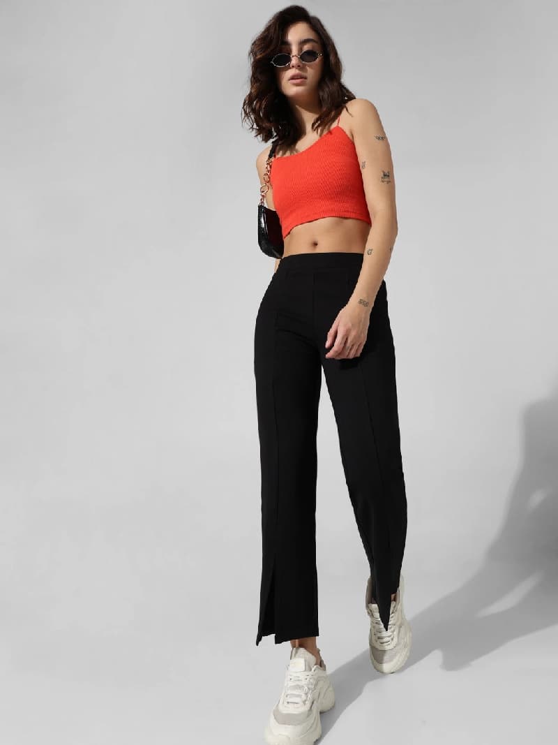 Women's Black Casual Solid Regular Fit Legging