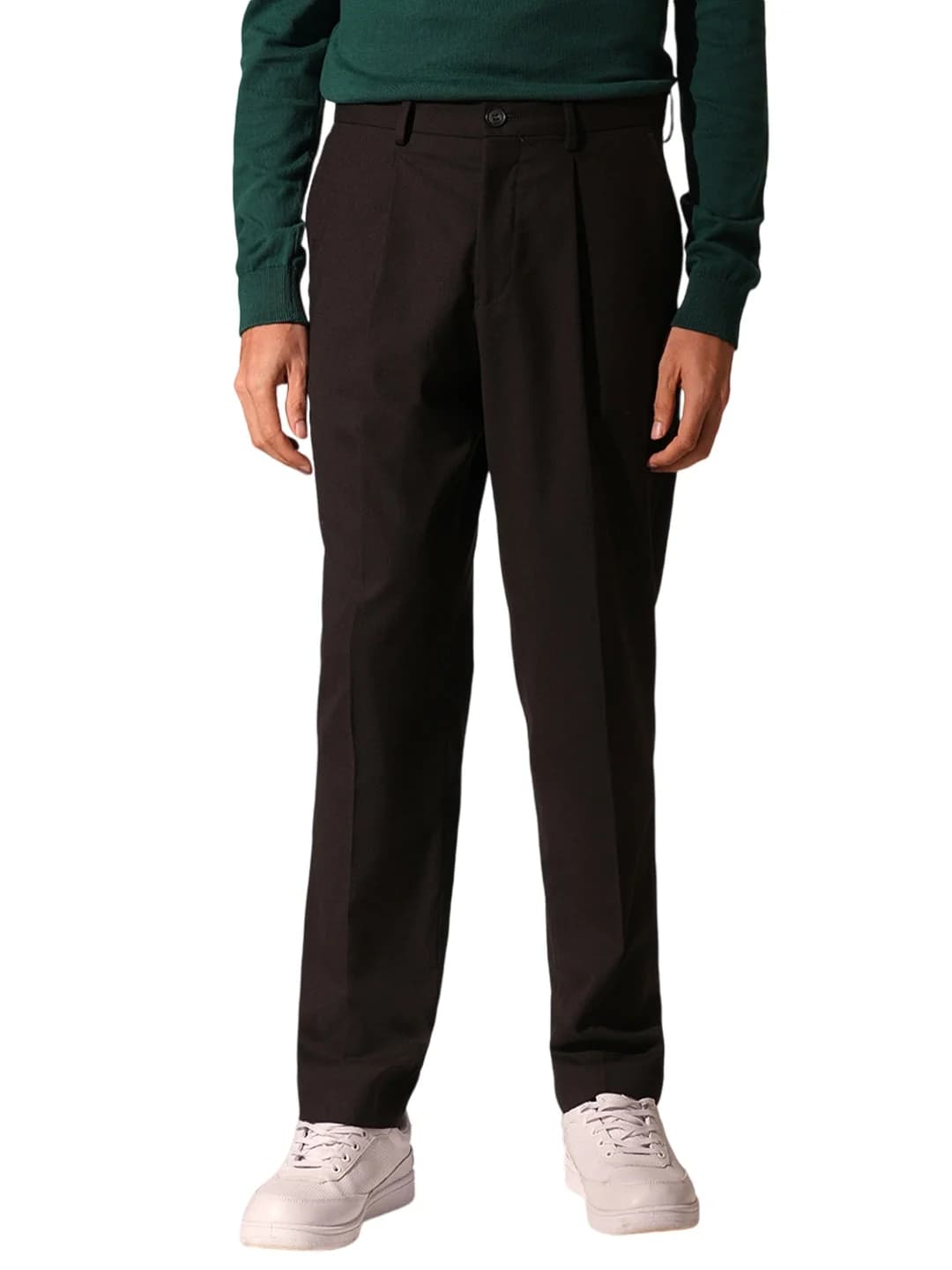 Men's Brown Casual Solid Straight Fit Trouser