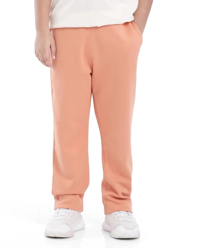 Boys Orange Casual Regular Fit Solid Track Pant