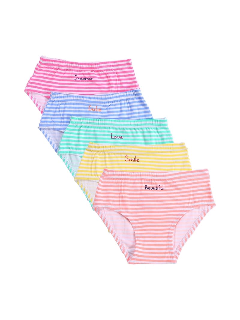Girls Assorted Casual Striped Briefs - Pack of 5