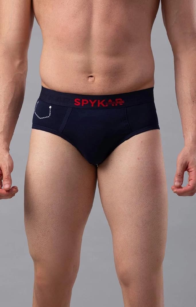 Men's Navy Mid-Rise Solid Brief