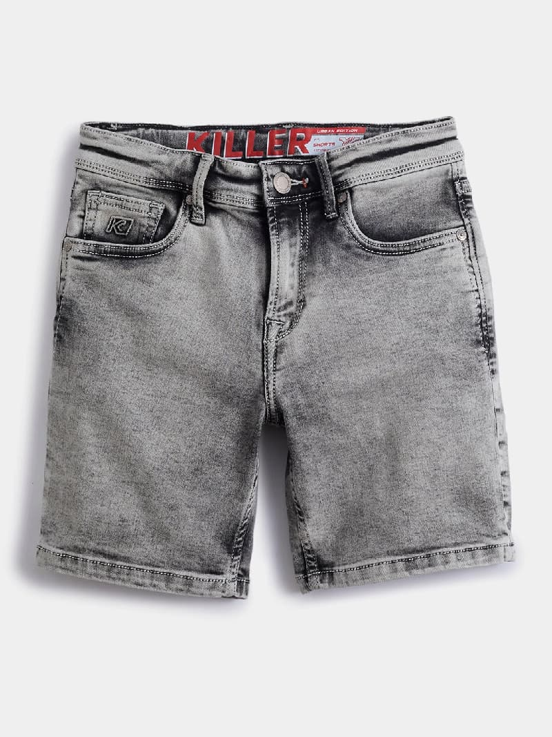 Boys Grey Casual Faded Shorts