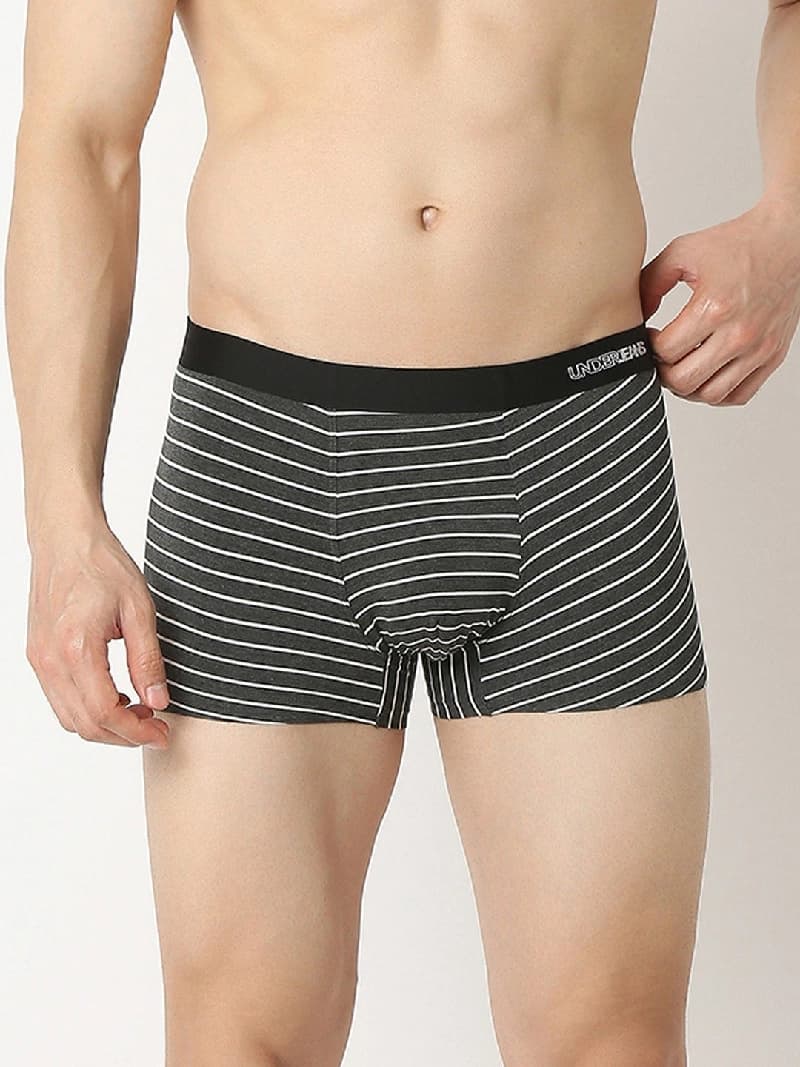 Men's Black Mid-Rise Printed Trunk