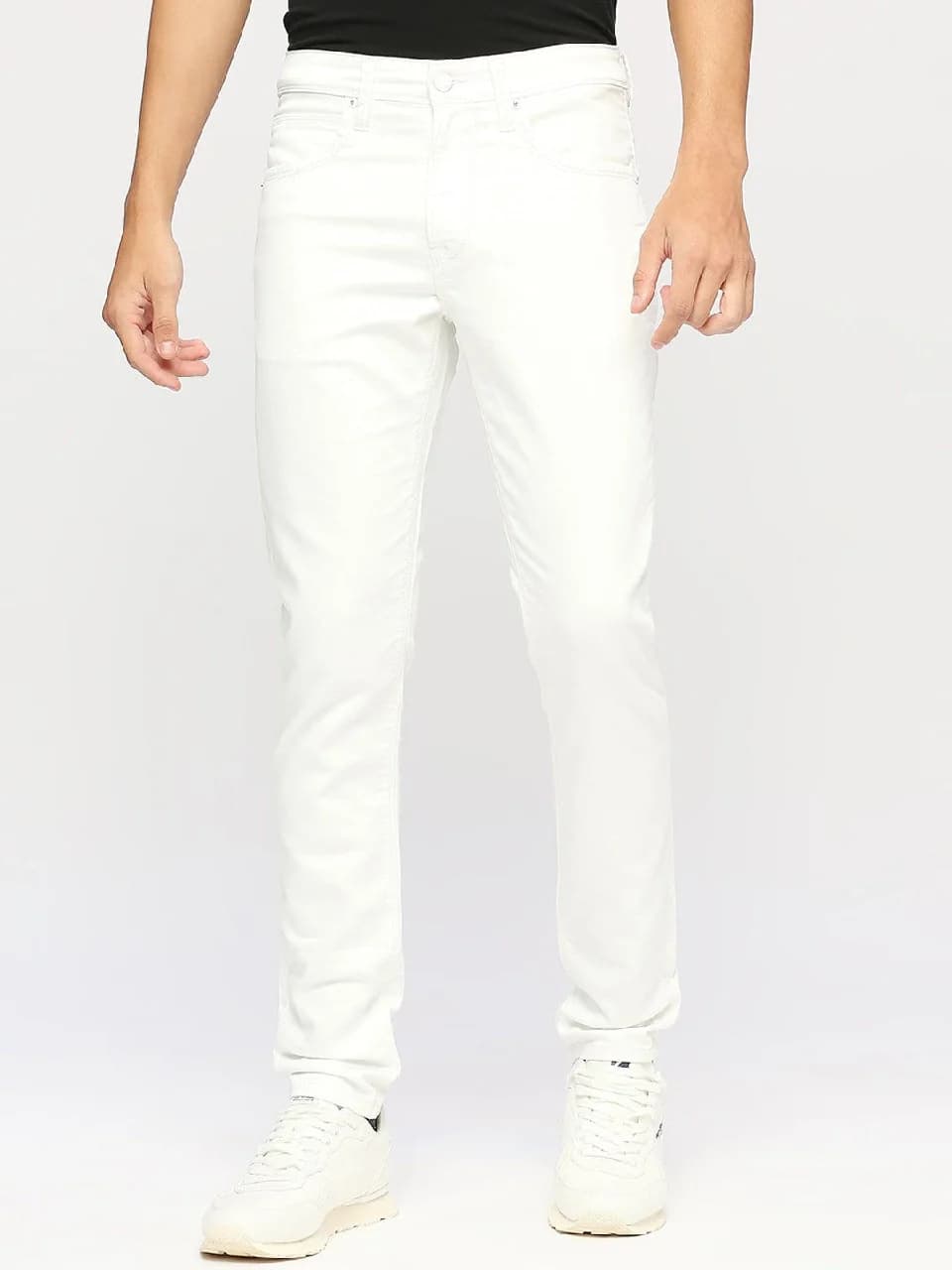 Men's White Casual Slim Fit Jeans