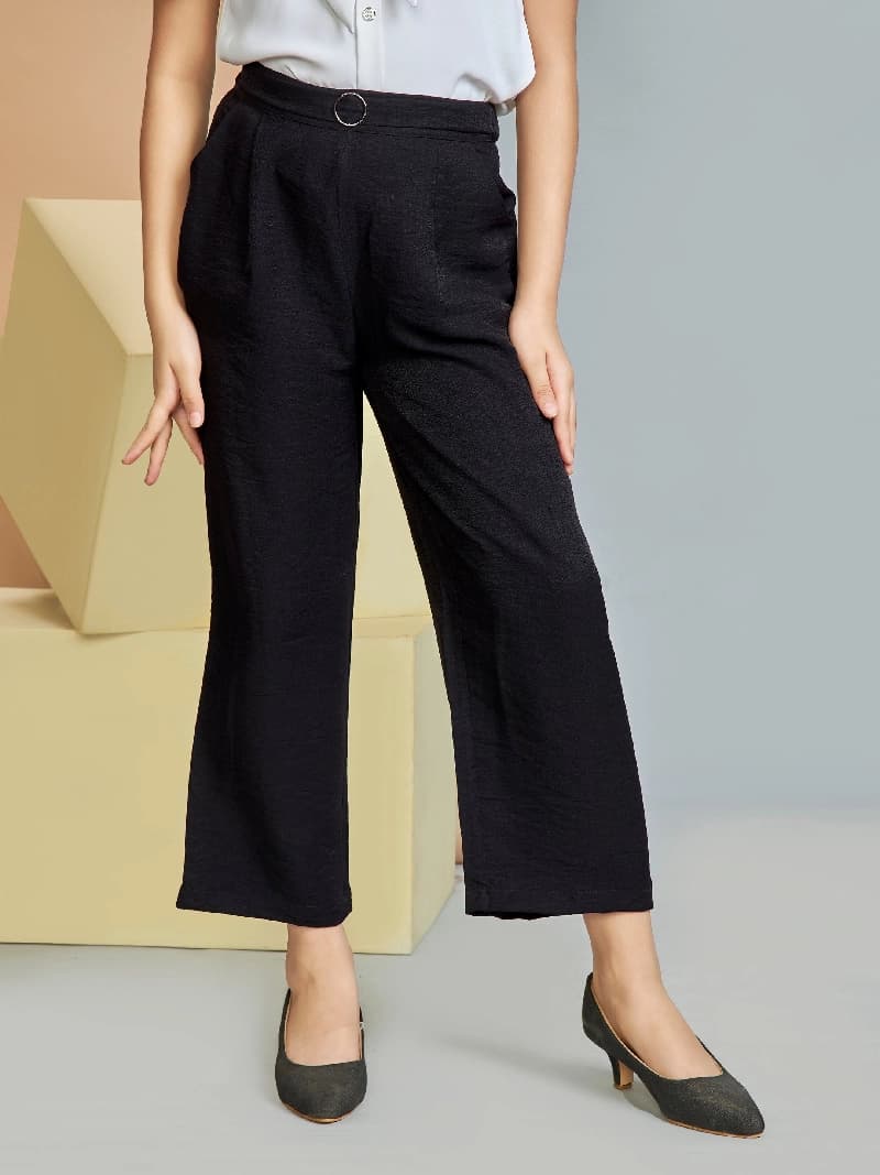 Girls Black Casual Wear Trouser